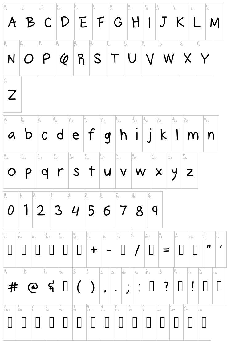 Quincy Egbert font map